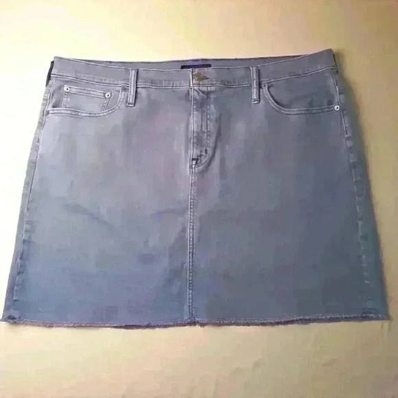 J.Crew Mercantile Denim Jean Skirt Size 18 Raw Edge Hem Light Blue - Picture 1 of 8